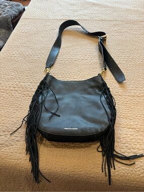 Rebecca Minkoff Black Leather Fringe Shoulder Bag